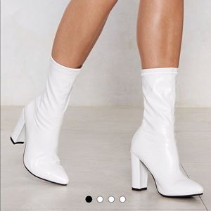 Brand New Faux Leather White Disco Boots